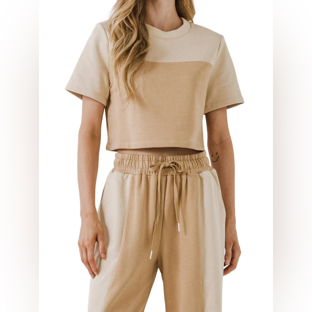 NWT Grey Lab Colorblock Cropped Top SZ L